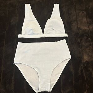 Light blue textured swimsuit